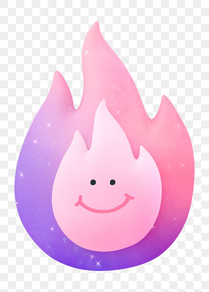 Smiling flame png sticker, 3D emoticon illustration, transparent background