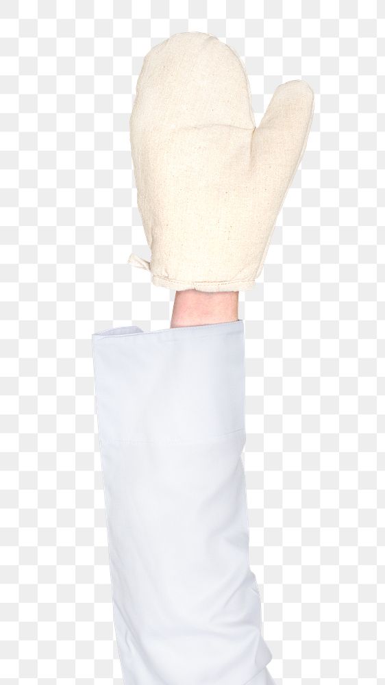 Cotton glove png in hand sticker on transparent background