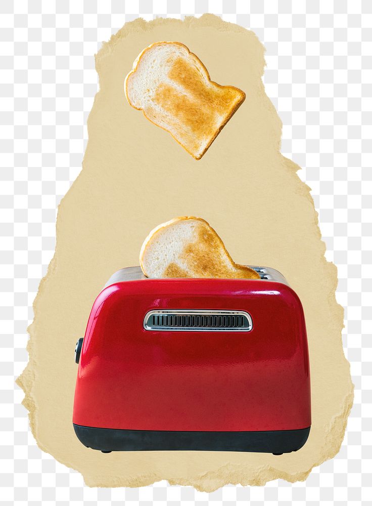 Toaster png sticker, food ripped paper, transparent background