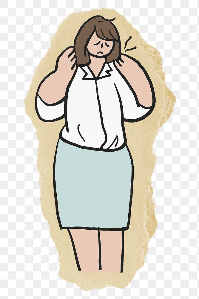 Sick businesswoman png sticker, transparent background