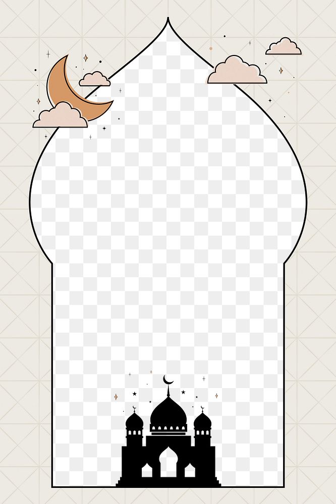Ramadan png frame, simple color design, transparent background