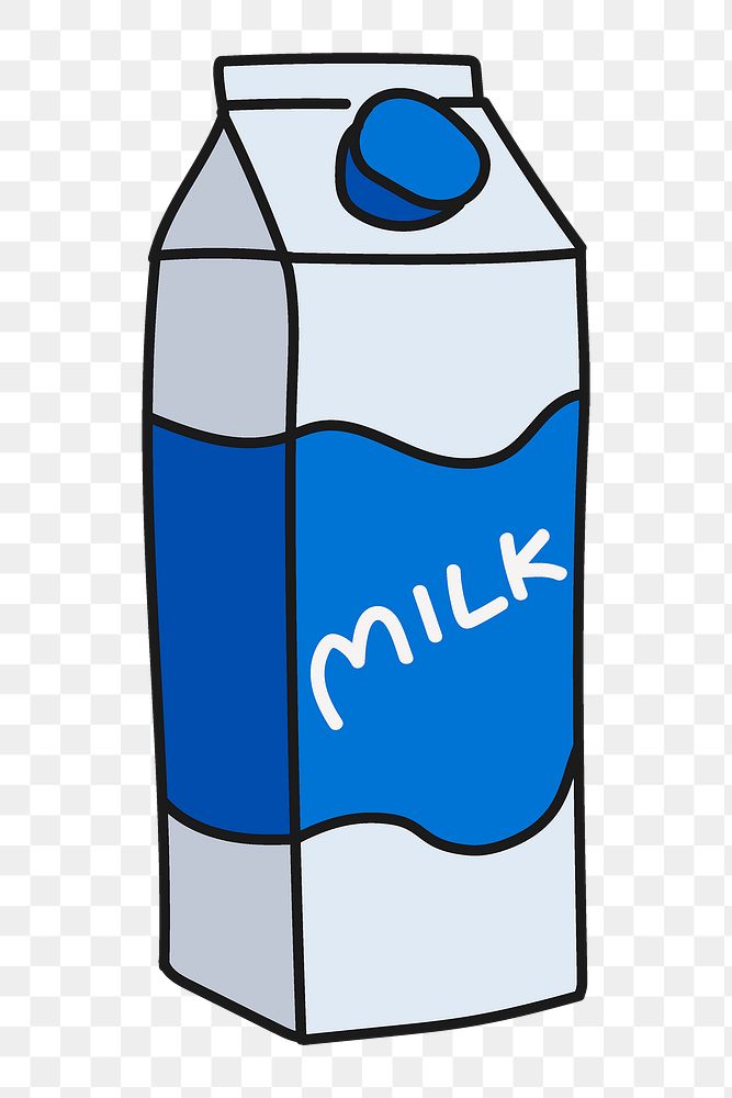 Milk carton png sticker, dairy beverage doodle on transparent background
