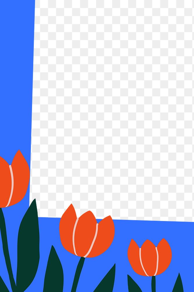 Tulip flowers png doodle frame, transparent background