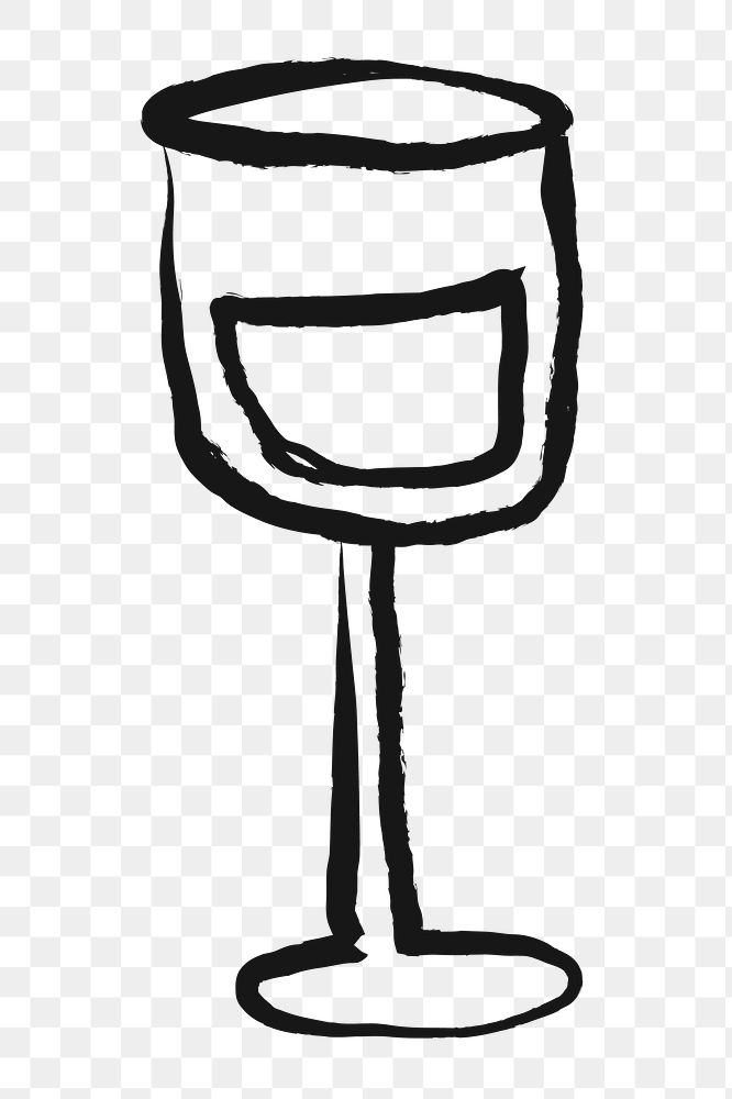 Wine glass png sticker, alcoholic drinks doodle, transparent background