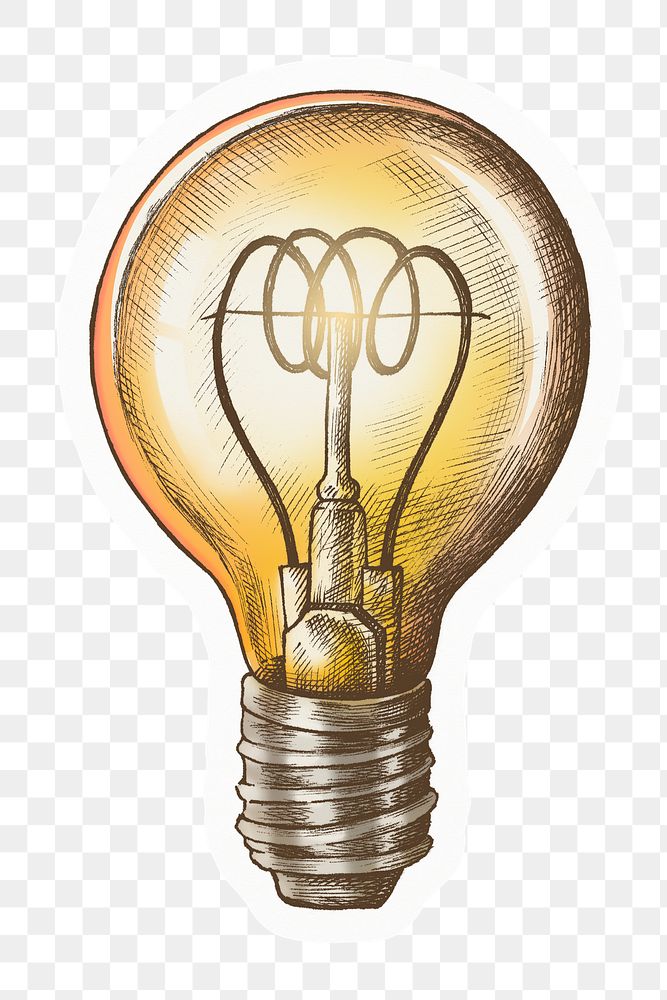 Light bulb png sticker, drawing illustration, transparent background