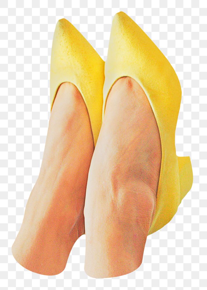 Png Yellow low heels sticker, transparent background