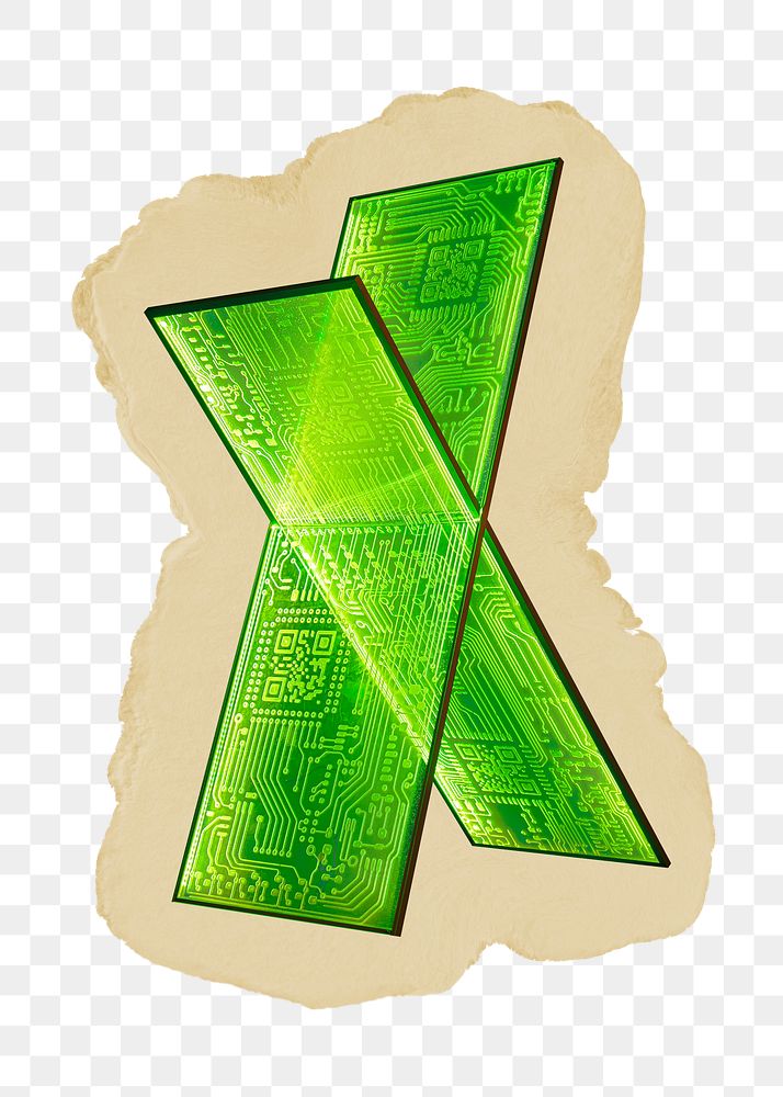 Green computer chips png sticker, ripped paper, transparent background