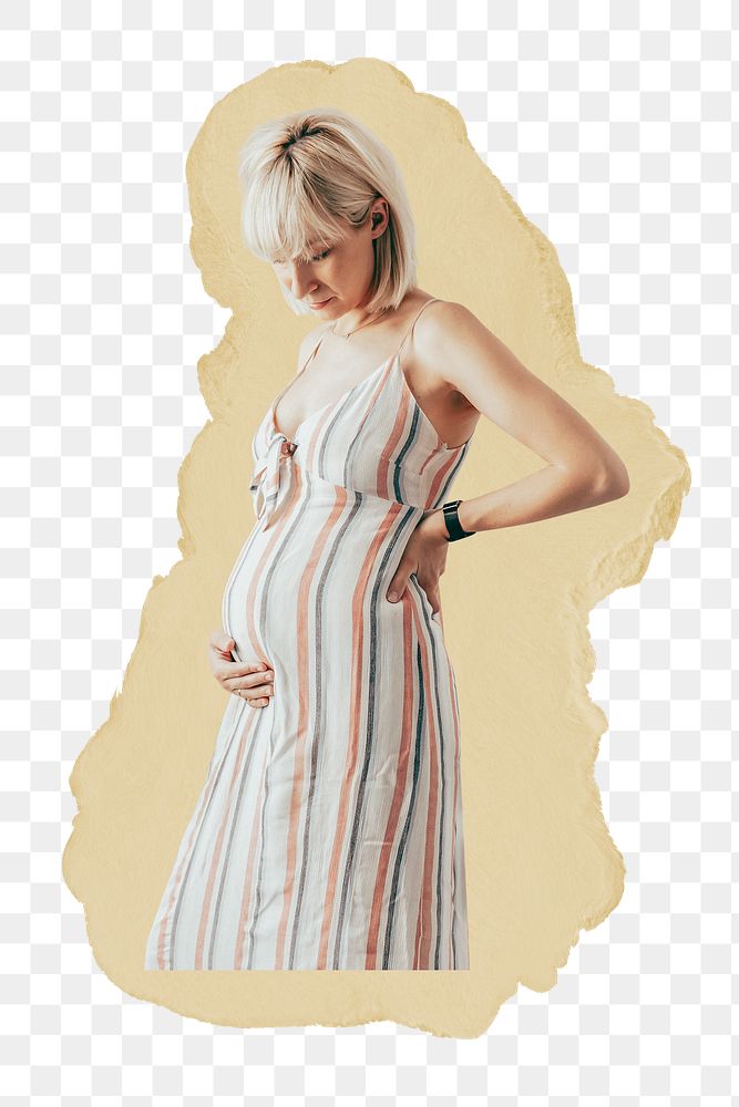 Pregnant woman png sticker, ripped paper, transparent background