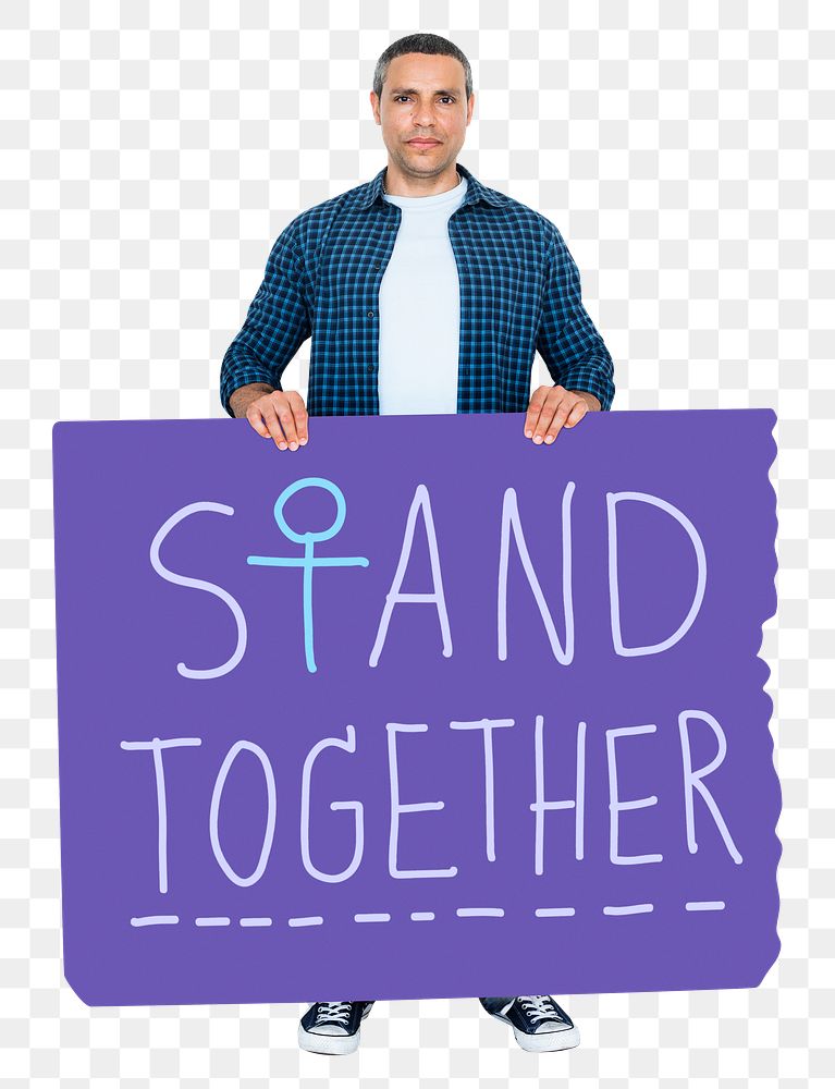Stand together sign png sticker, transparent background