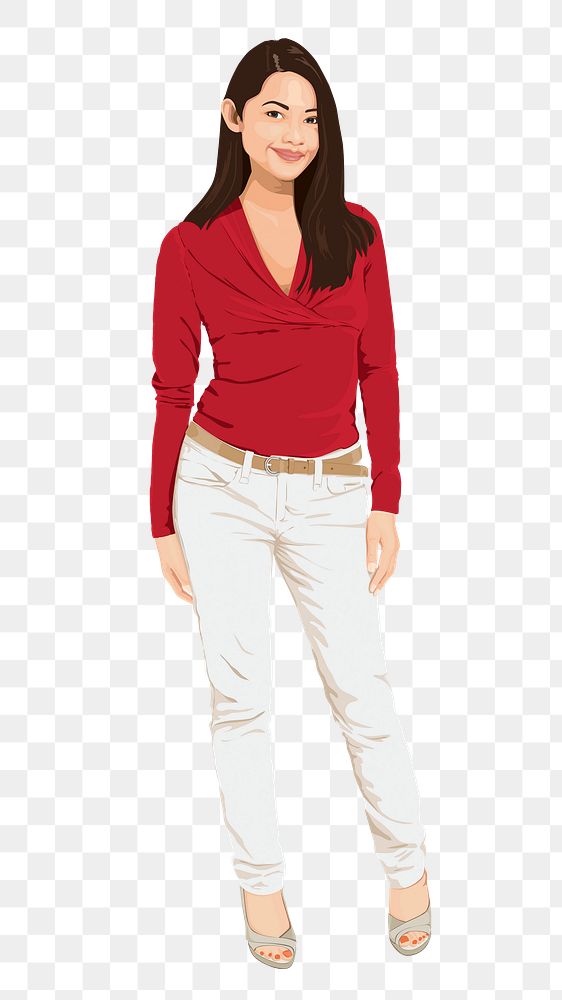 Asian woman png sticker, standing character in transparent background