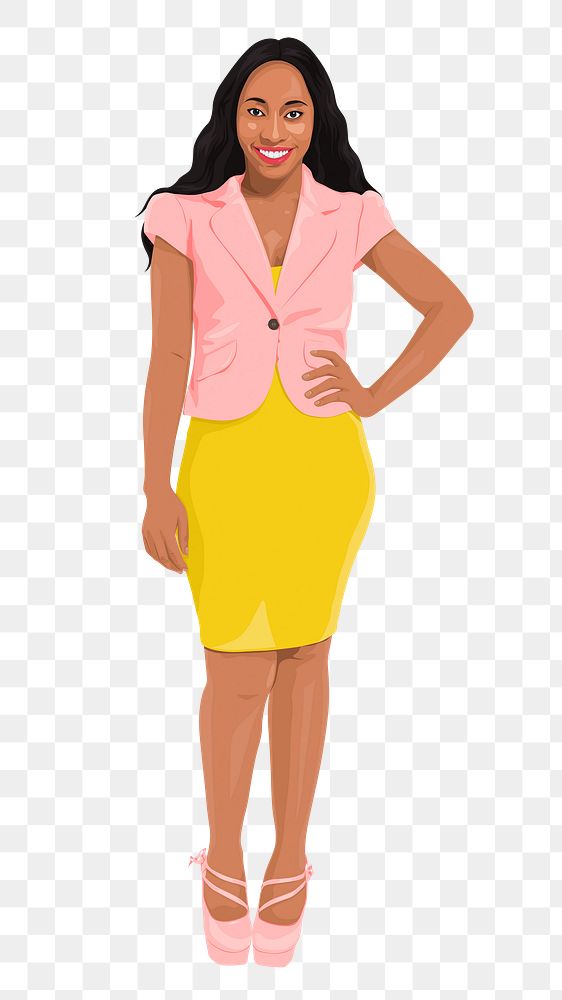 PNG businesswoman sticker, standing in transparent background