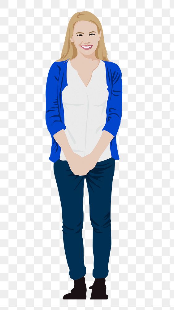 Standing woman png sticker, full length character in transparent background