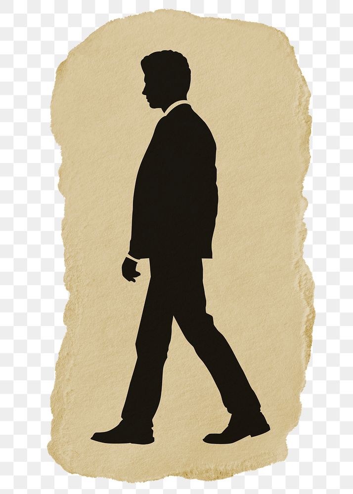 PNG businessman sticker, walking silhouette, transparent background