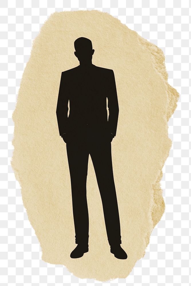 PNG businessman collage element, standing silhouette, transparent background
