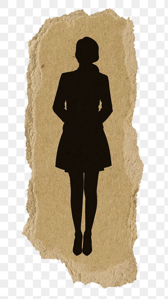 PNG businesswoman collage element, standing silhouette, transparent background