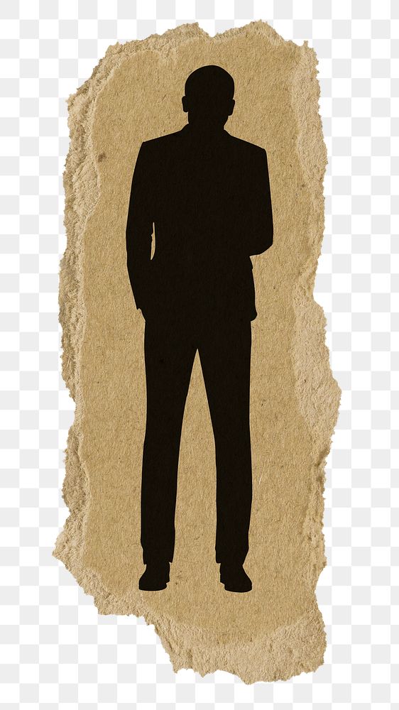 PNG businessman collage element, standing silhouette, transparent background