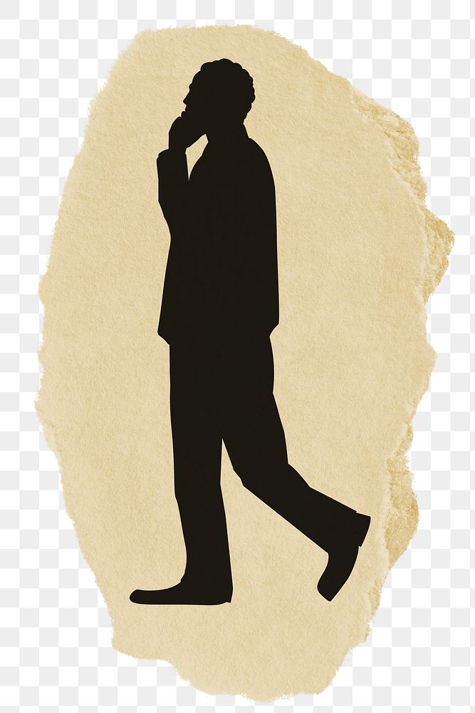 PNG businessman sticker, walking silhouette, transparent background