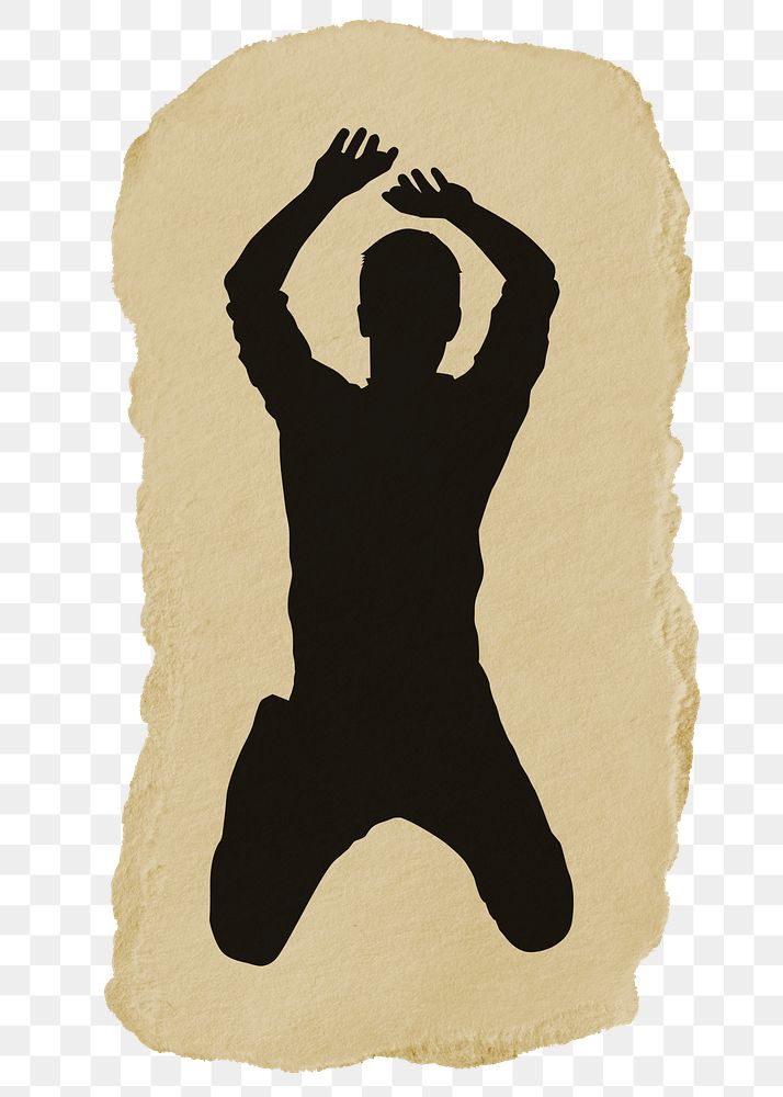 PNG businessman sticker, jumping silhouette, transparent background