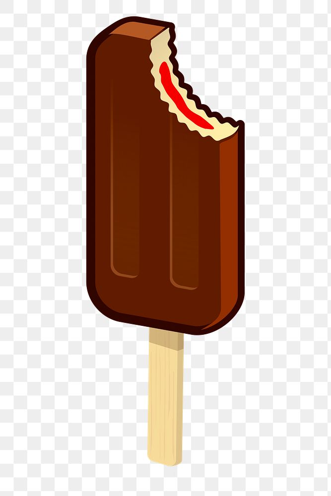 Bitten ice-cream stick png sticker, transparent background. Free public domain CC0 image.