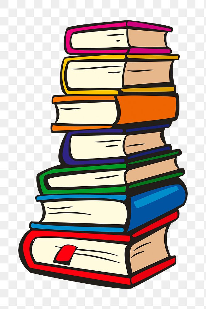Stacked books png sticker, transparent background.
