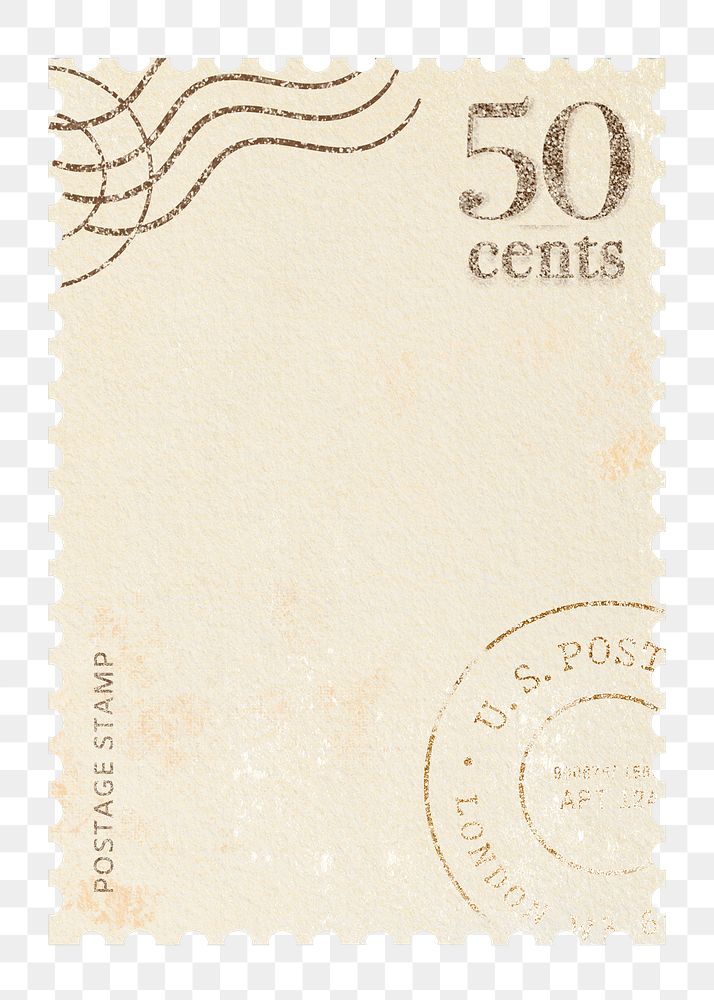 Png retro postage stamp sticker, transparent background