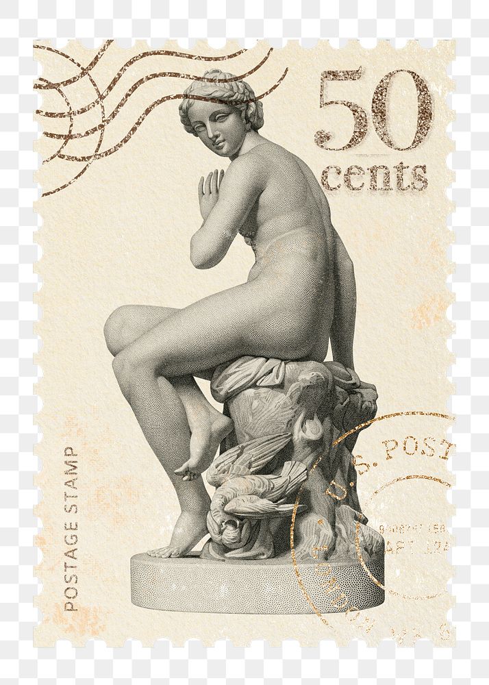 Png A Nymph Surprised postage stamp sticker, transparent background, remixed by rawpixel