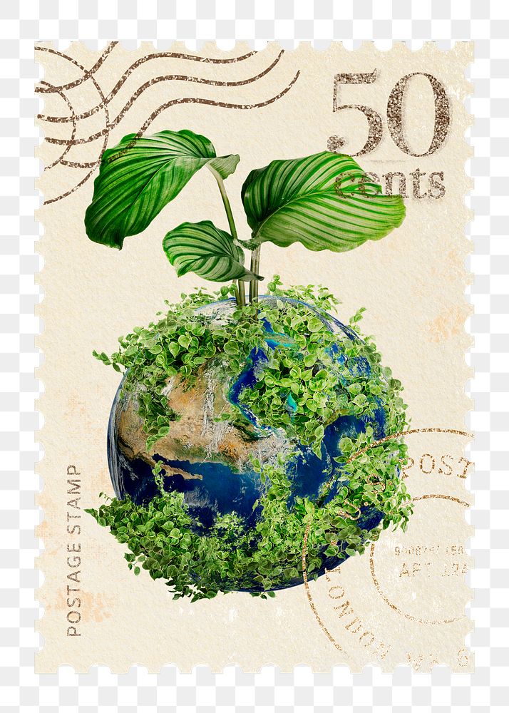 Earth sticker png, postage stamp, transparent background