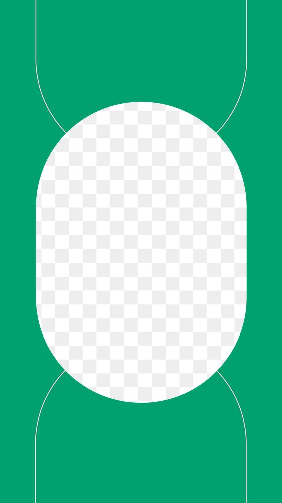 Oval geometric png frame, green design, transparent background