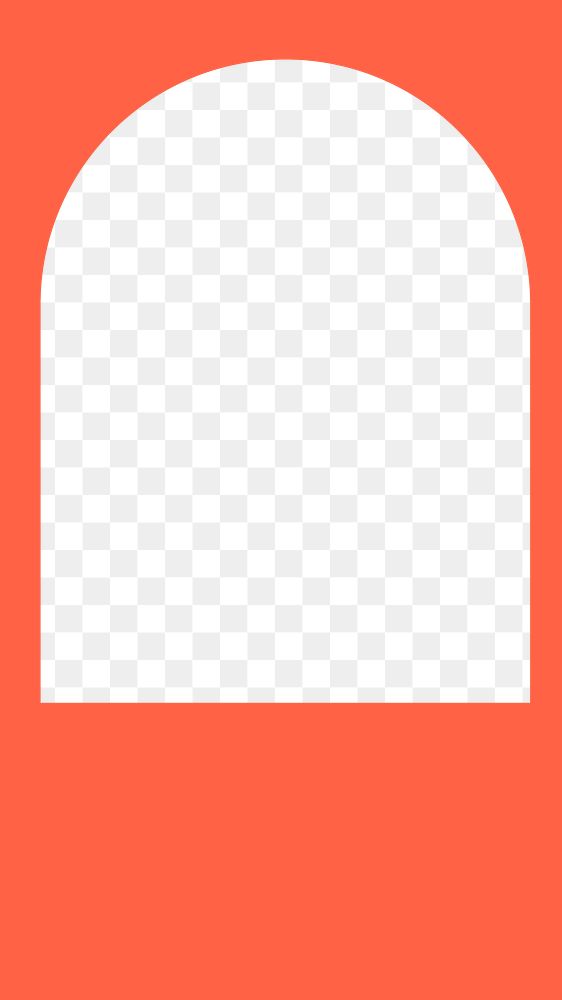 Orange arch png frame, aesthetic design, transparent background