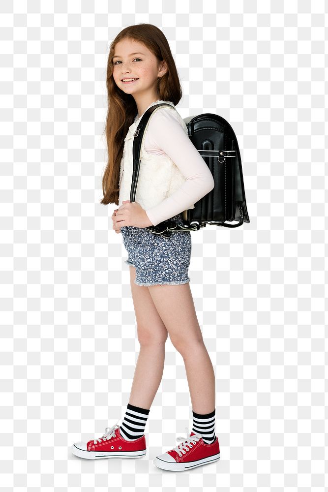 Elementary student png cut out, backpack, transparent background