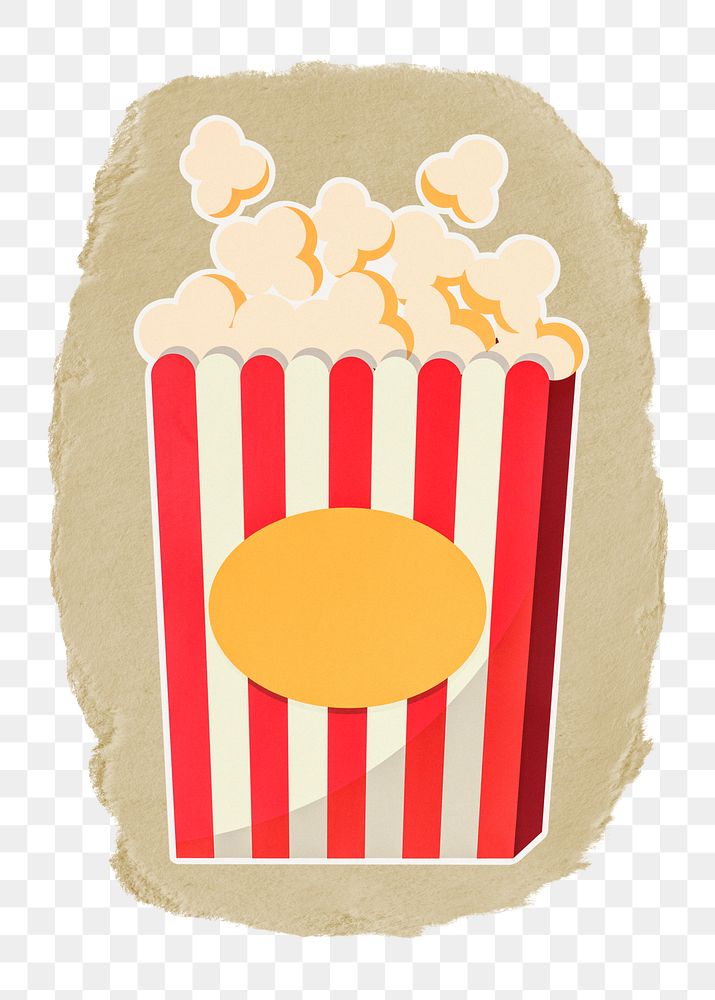 Popcorn png sticker, ripped paper, transparent background