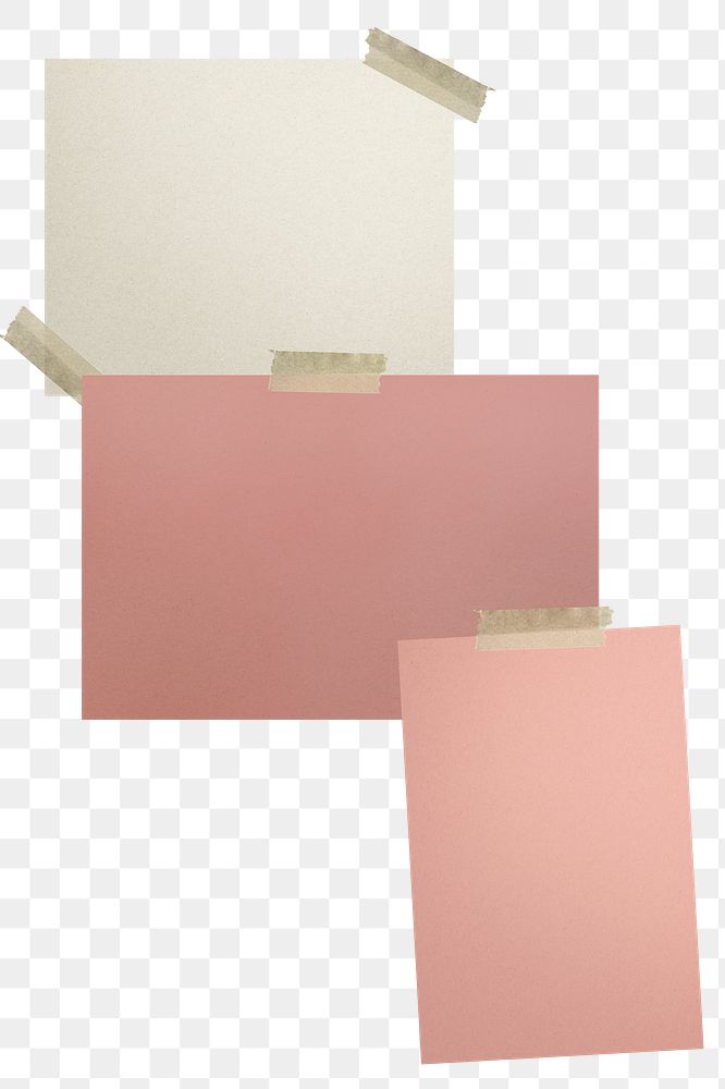 Png pink sticky notes sticker, taped paper, transparent background
