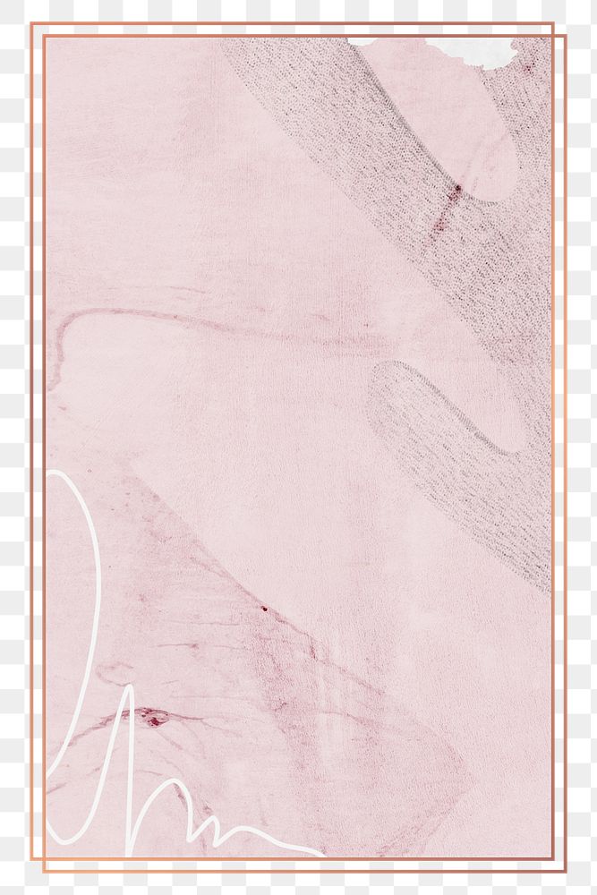 Png rectangular frame pink watercolour marble design, transparent background