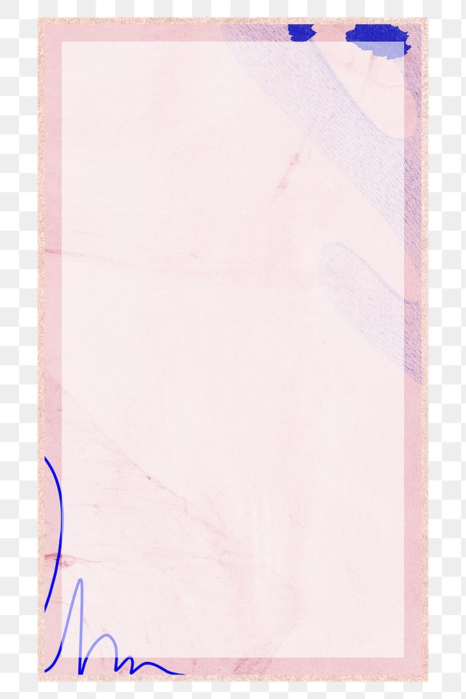 Rectangular frame png pink Memphis brush stroke, transparent background