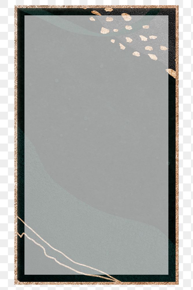 Png rectangular frame black modern marble design, gold, transparent background