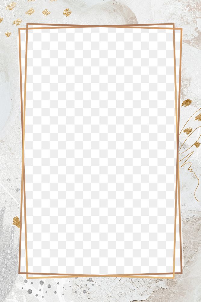 Png rectangular frame elegant beige Memphis, brush stroke, transparent background