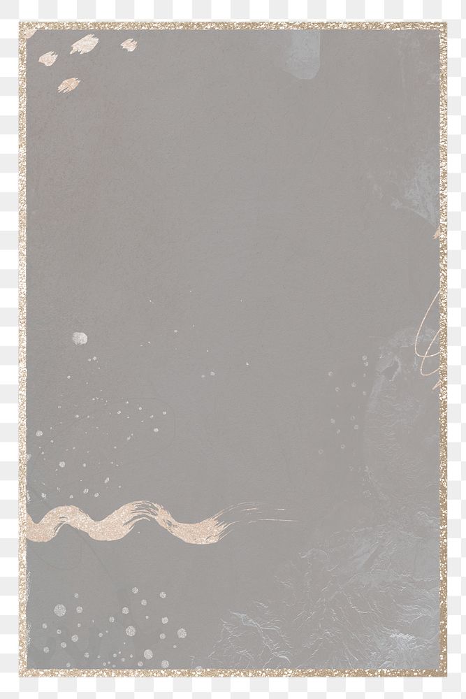 Png elegant rectangular frame black, gold brush stroke, transparent background