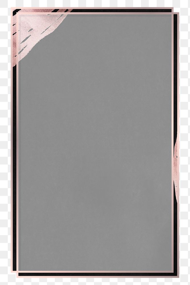 Png rectangular frame metallic pink Memphis, brush stroke, transparent background