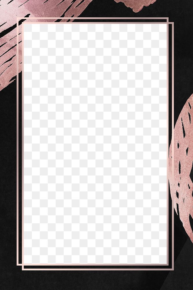 Png rectangular frame dark metallic pink Memphis, brush stroke, transparent background