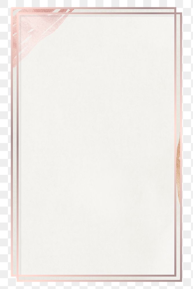 Png rectangular frame light metallic pink Memphis, brush stroke, transparent background