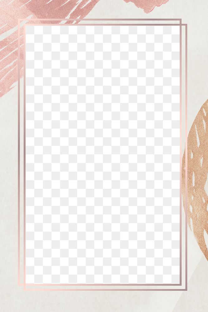 Png rectangular frame light metallic pink Memphis, brush stroke, transparent background
