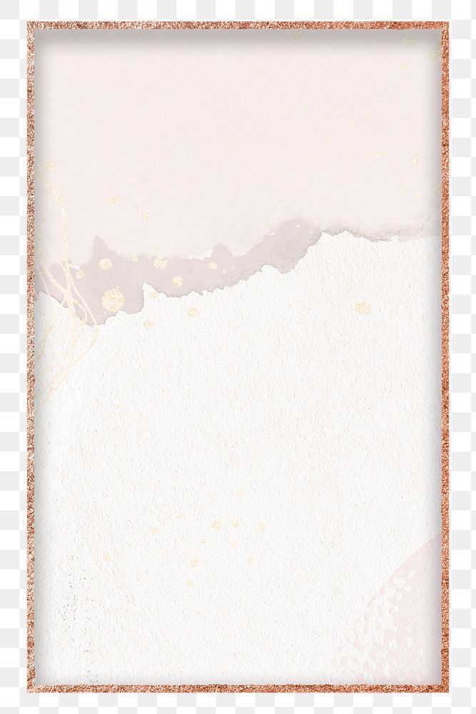 Rectangular frame png elegant pink watercolour design, gold, transparent background