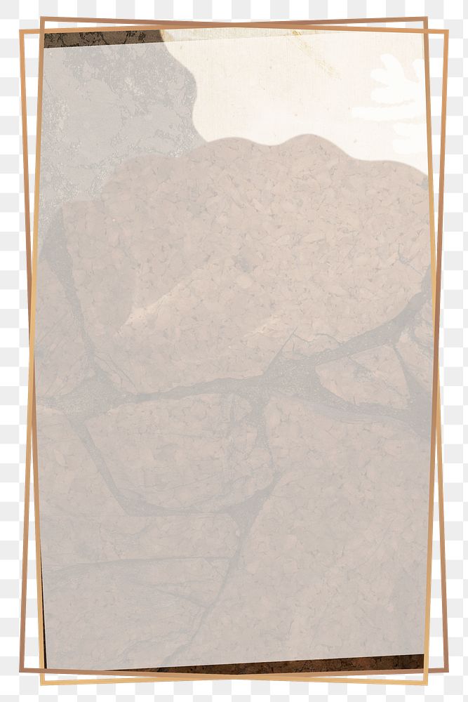 Png brown Memphis rectangular frame, gold, transparent background