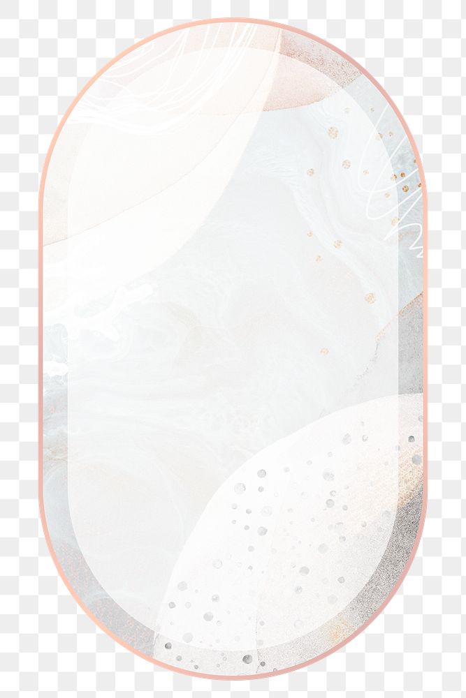 Png oval frame light modern marble design, rose gold, transparent background