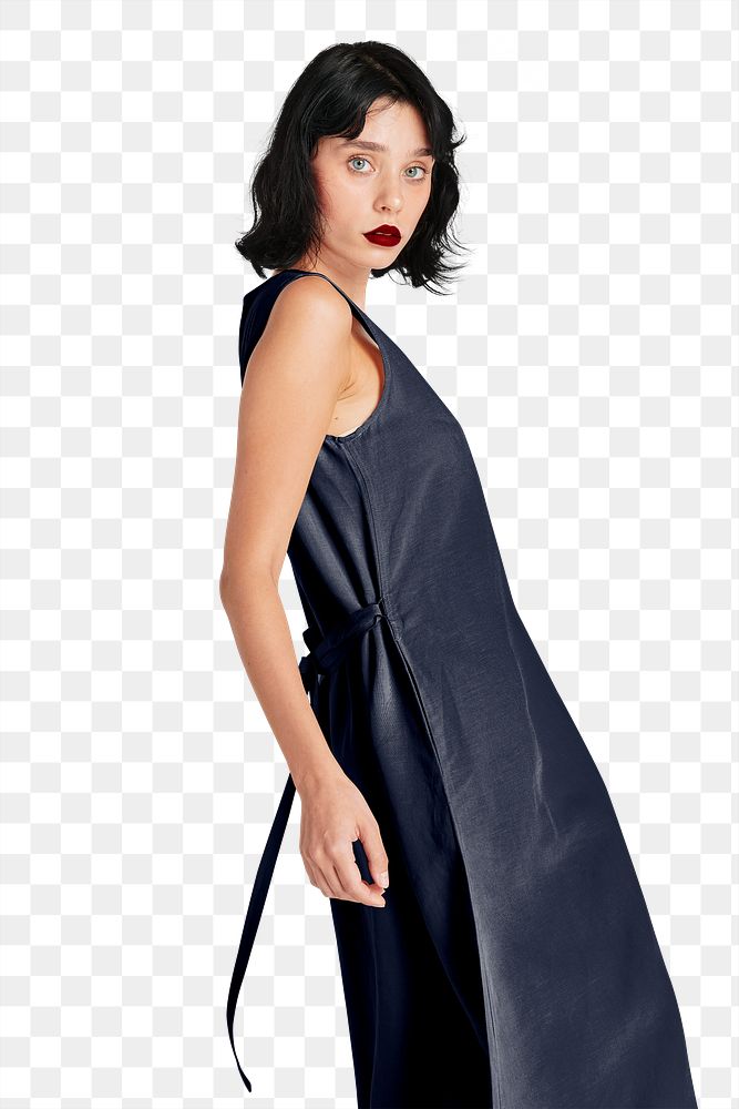 Woman png cut out, wearing sleeveless dress