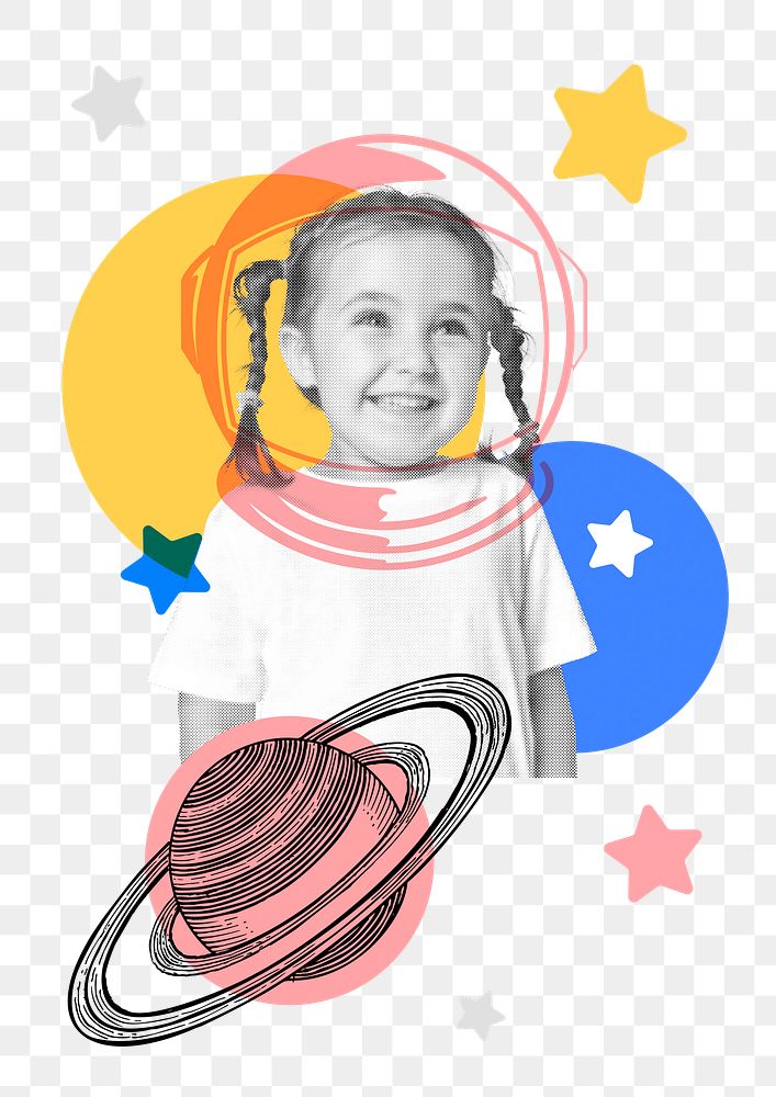 Kid astronaut png sticker, education transparent background