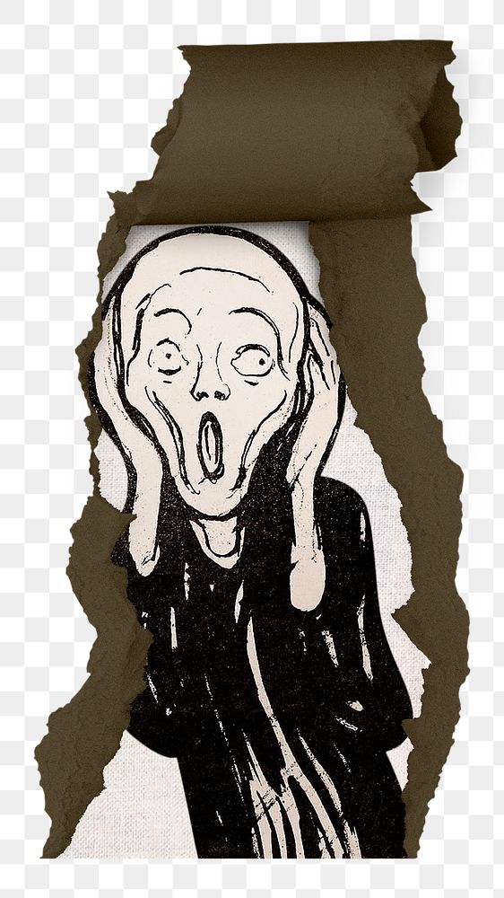 The Scream png sticker, torn paper  remixed by rawpixel, transparent background