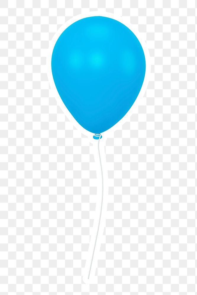 Blue balloon   png sticker, transparent background