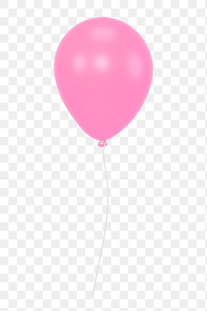 Pink balloon icon  png sticker, 3D rendering illustration, transparent background