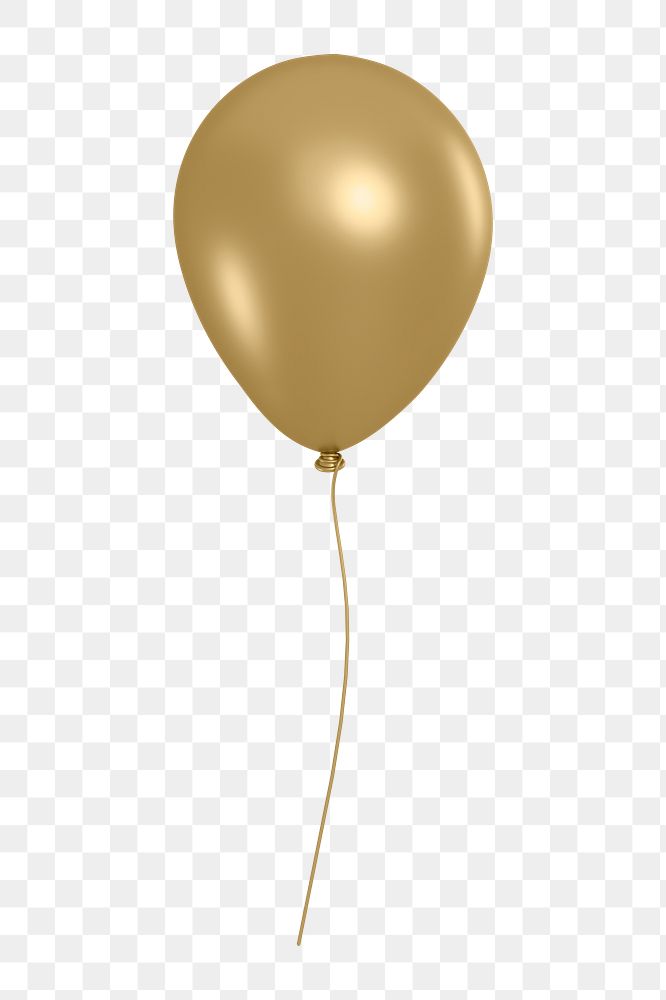 Gold balloon icon  png sticker, 3D gold design, transparent background